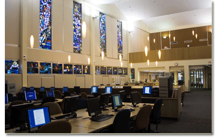 View from back of Computer Lab looking towards LRC entrance.