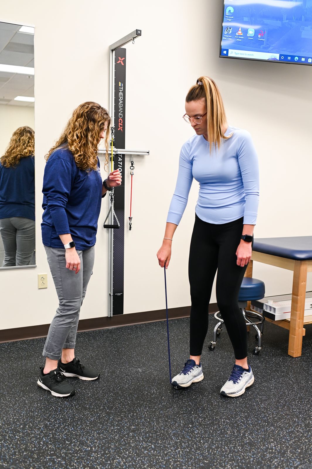 Exercise science students running a performance assessment