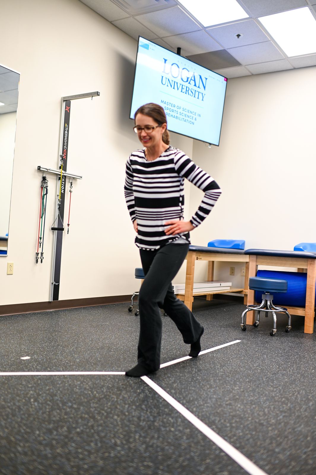 Exercise science students running a performance assessment