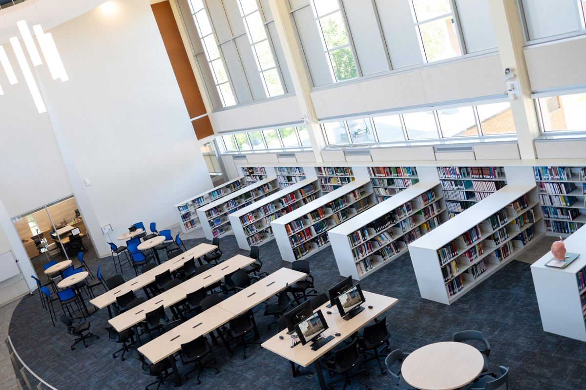 The George A. Goodman, DC Library seen from the mezzanine