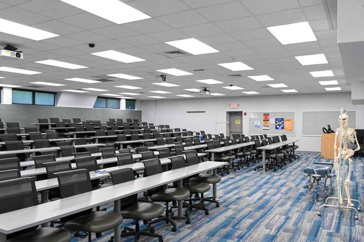 Stadium-style classroom on the Logan University campus