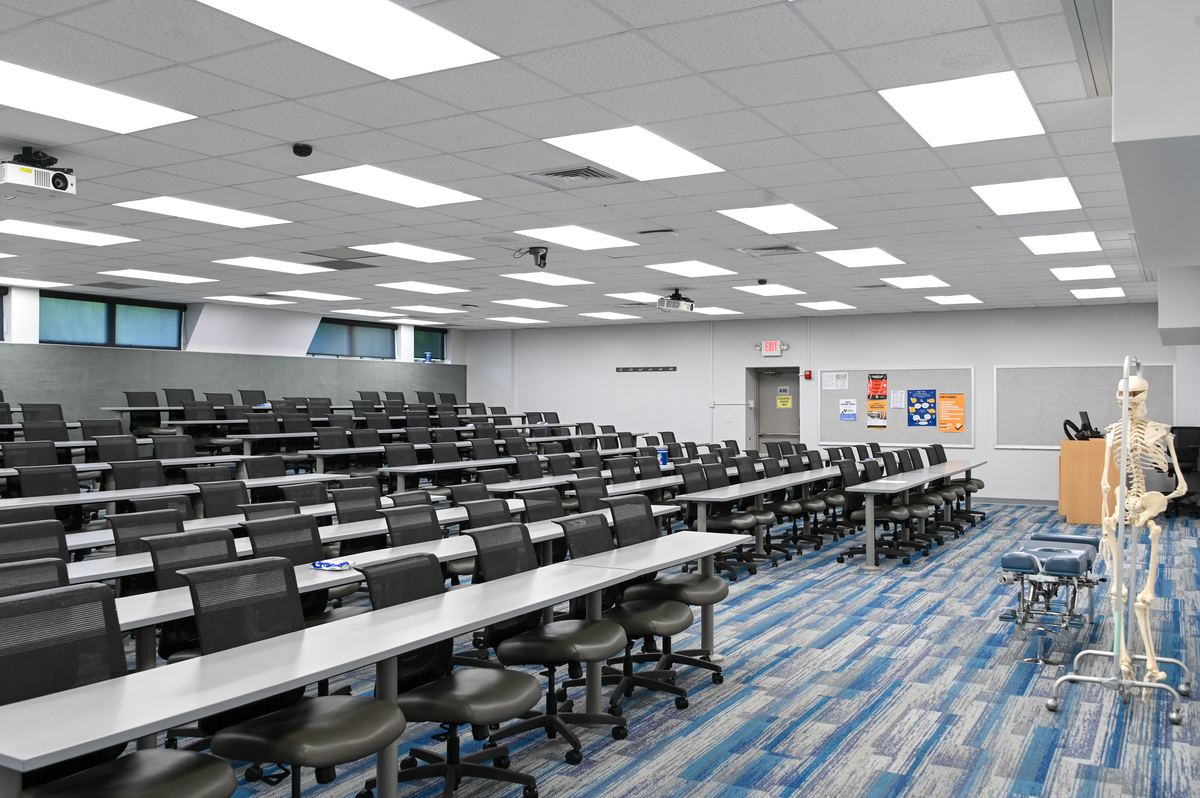 Classroom 142B viewed from the front of the room