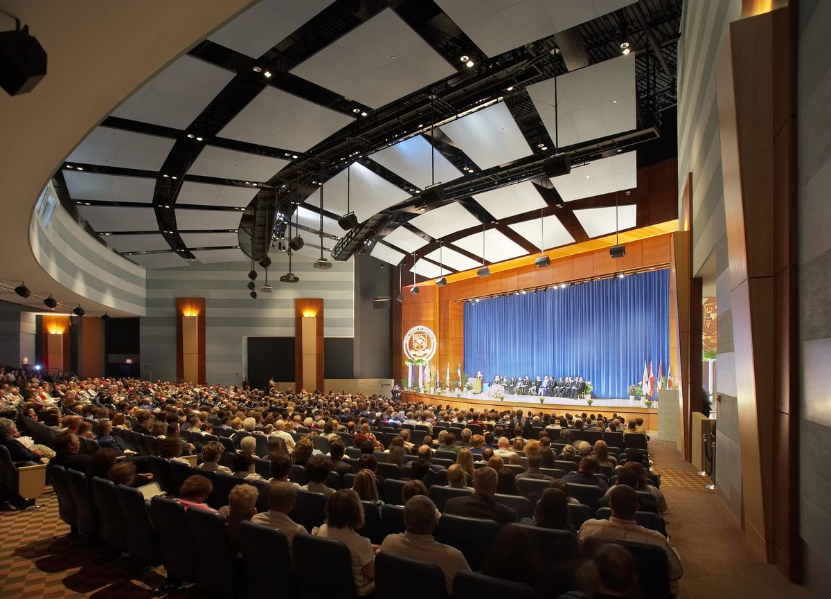A graduation ceremony filling the Walters Auditorium