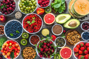 nutrition-and-human-performance-banner Aerial view of fruits and vegetables