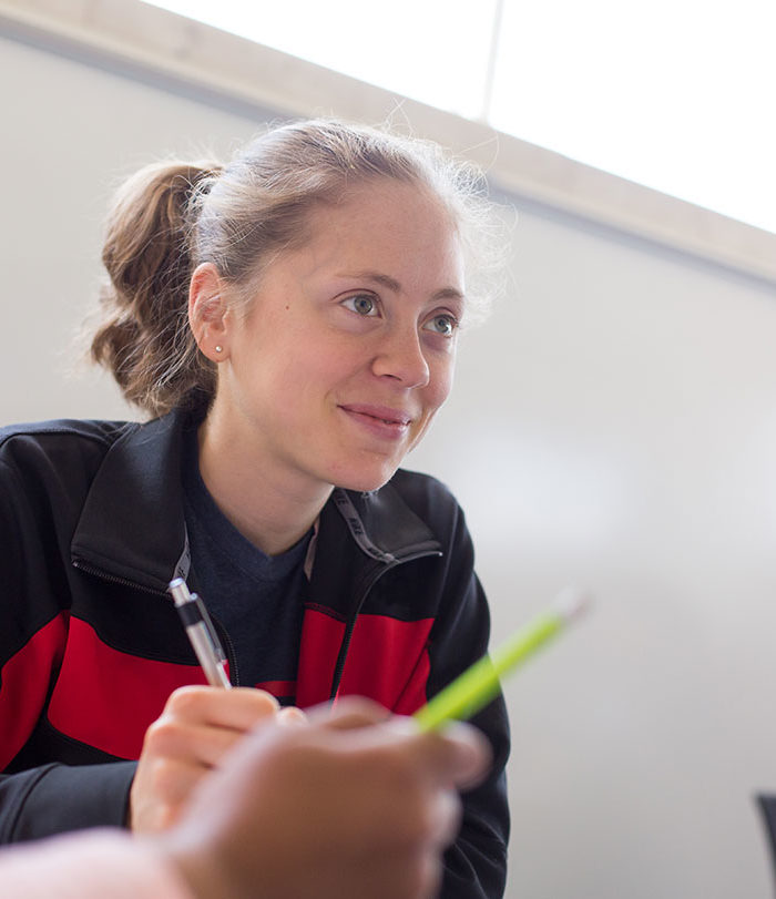 Female student studying.