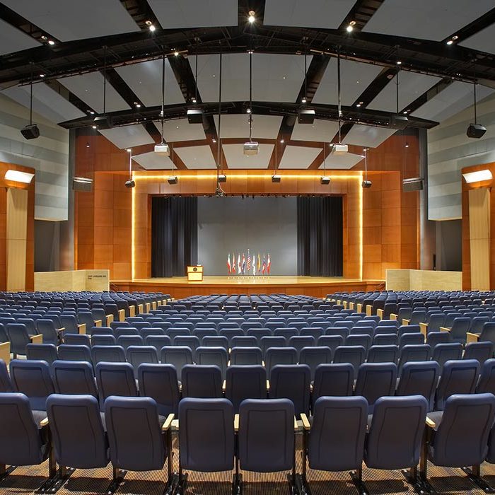 Walters Auditorium seats and stage.