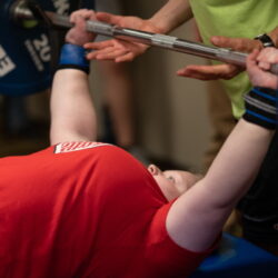Competitor lifts during 2019 Junior Nationals; Photo by Reed Hoffmann, courtesy of Move United.